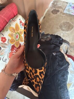 Michael Kors Leopard-Print Pointed Toe Pump in Brown and Black